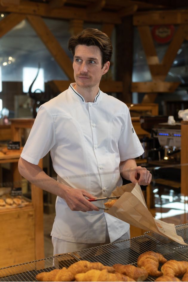 Veste de cuisine blanche manche courtes homme - GORGIO